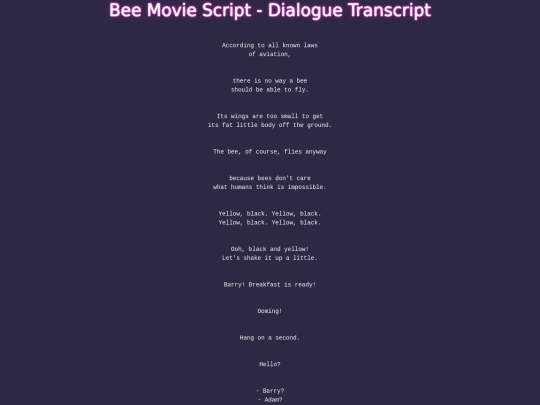 bee-movie-script screenshot