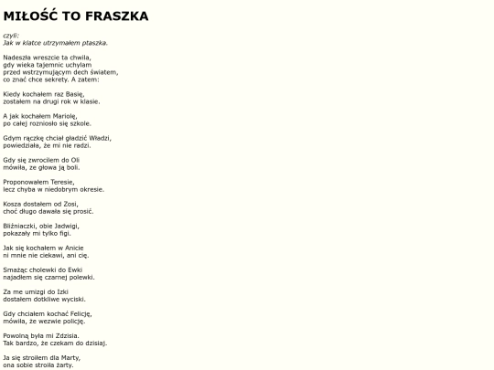teksty/milosctofraszka screenshot