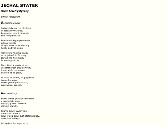 teksty/statek screenshot