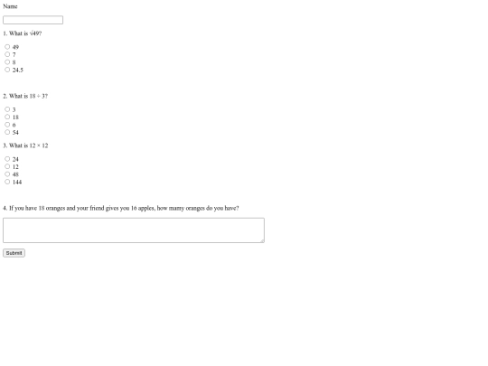 MathTestFormAssignment screenshot