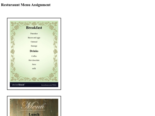 ResturauntMenuAssignment screenshot