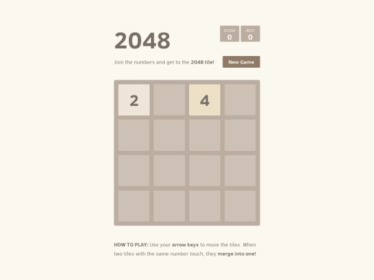 games/2048 screenshot