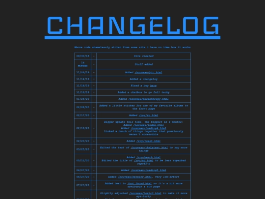 changelog screenshot