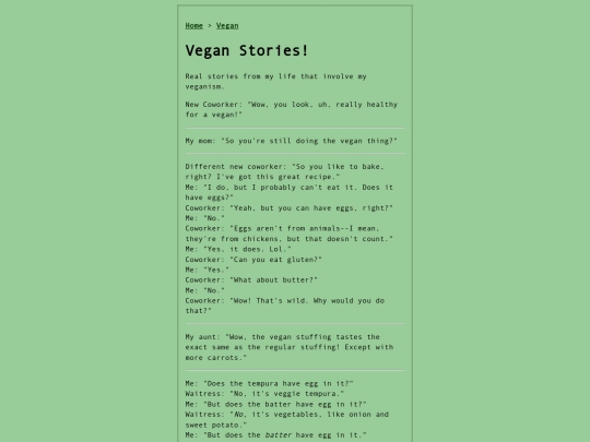 vegan/stories screenshot
