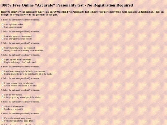 personalitytest screenshot