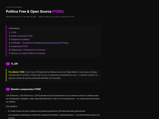 Legal/ES/Política de Software Libre y de Codigo Abierto screenshot