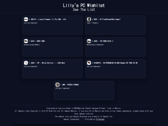 Wishlists/PC Parts screenshot