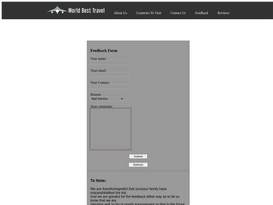 Feedback screenshot