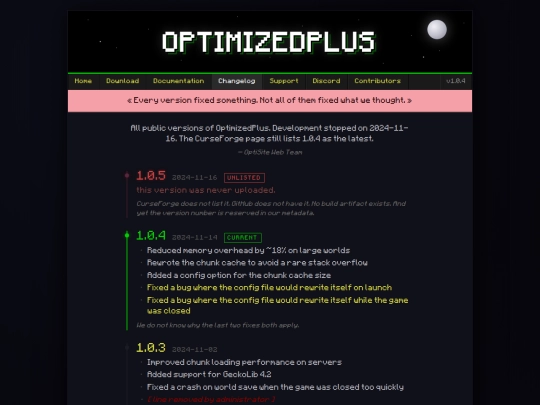changelog screenshot