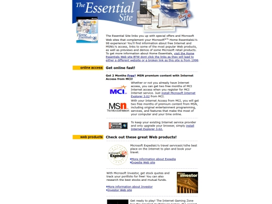 Microsoft Home Essentials 98 Page screenshot