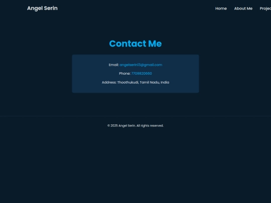 Portfolio/contact screenshot