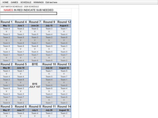 schedule screenshot
