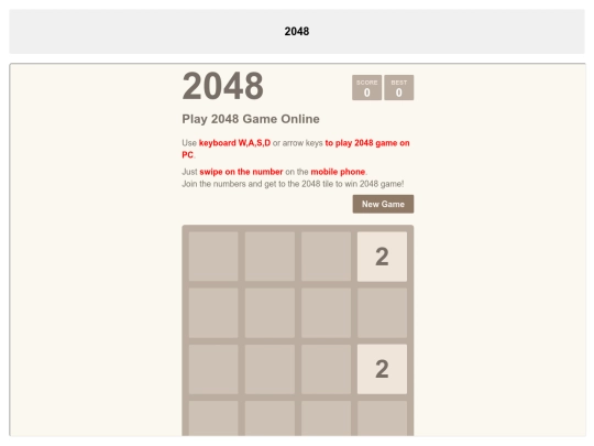 2048 screenshot