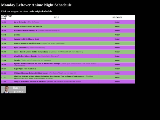 LeftoverAnimeSchedule screenshot
