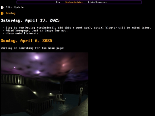 about/devlog screenshot