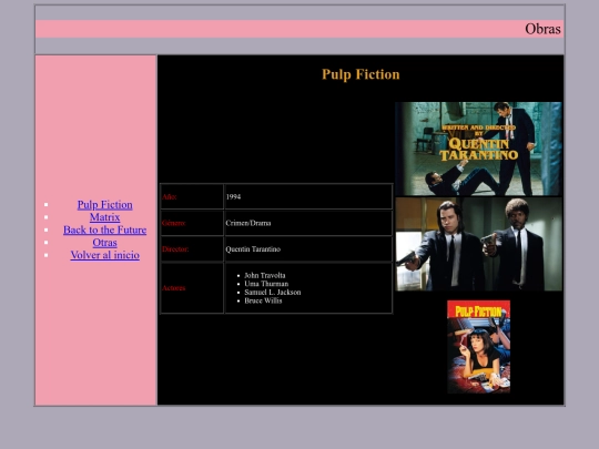 Elcine_proyectoHTML/PulpFiction screenshot