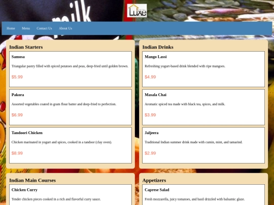 menu screenshot