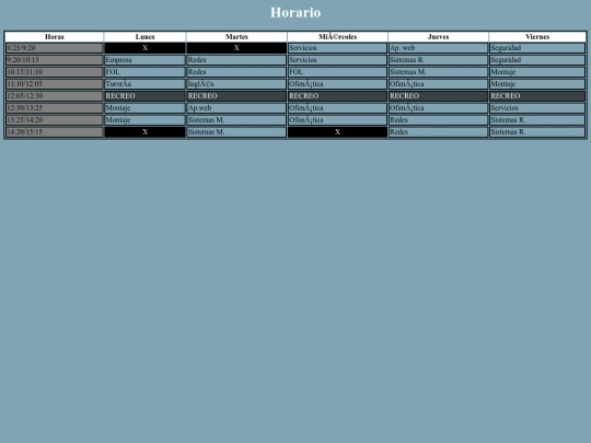 Horario screenshot