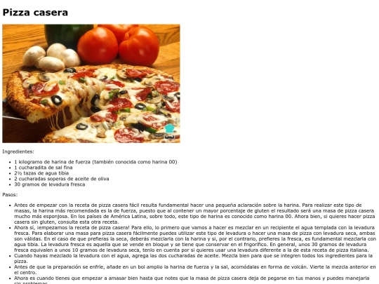 Recetario/pizza screenshot