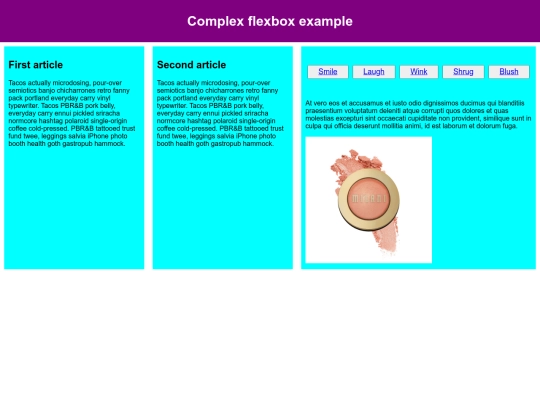 Complex Flexbox/blush screenshot