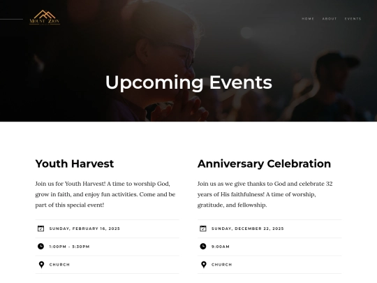 events screenshot