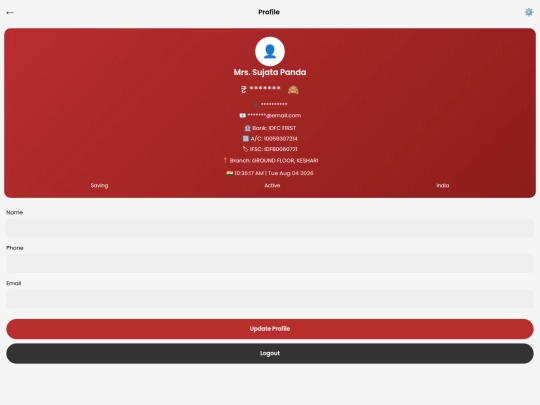 idfc bank/profile screenshot