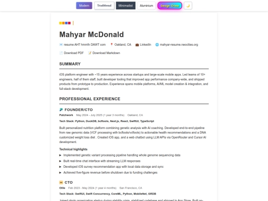 mahyar-resume screenshot