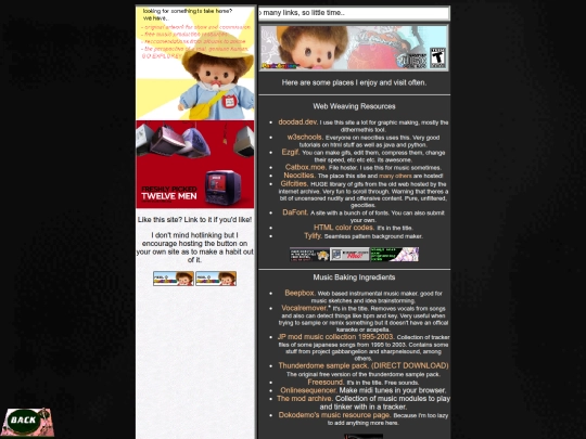 links screenshot
