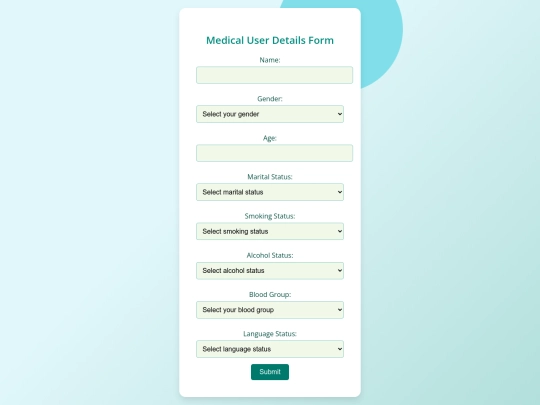 Medical User Details Form screenshot