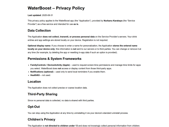 privacy/waterboost screenshot