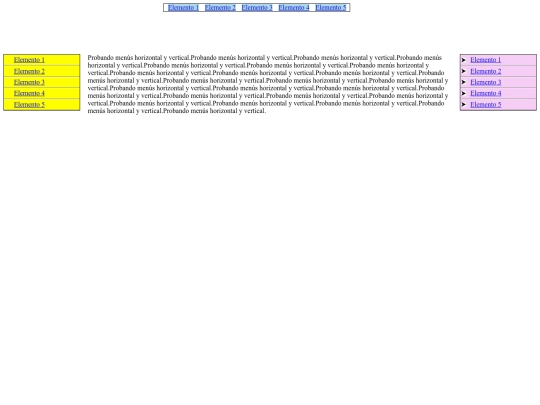 menus screenshot