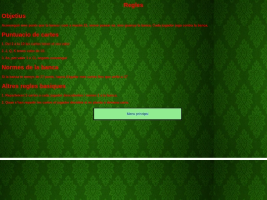 Pagina reglas Blackjack screenshot