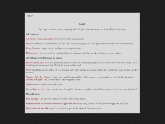 links screenshot