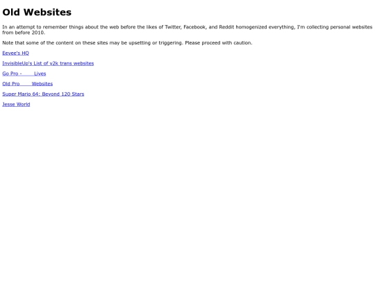 oldwebsites screenshot