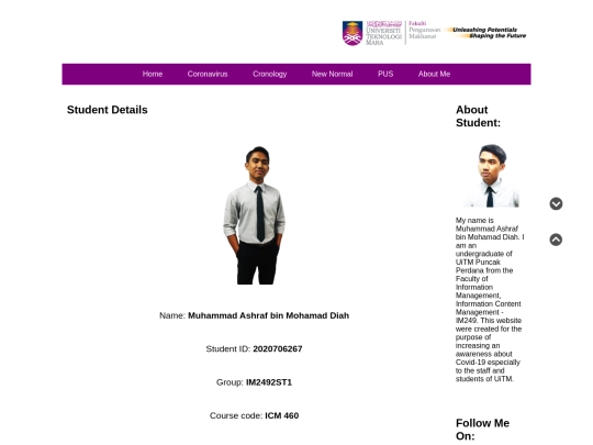 Corporate Website/aboutme screenshot