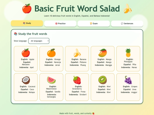 Student_Section/3 bahasas fruits screenshot