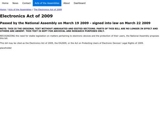 acts2009/electronics_act/act_text screenshot