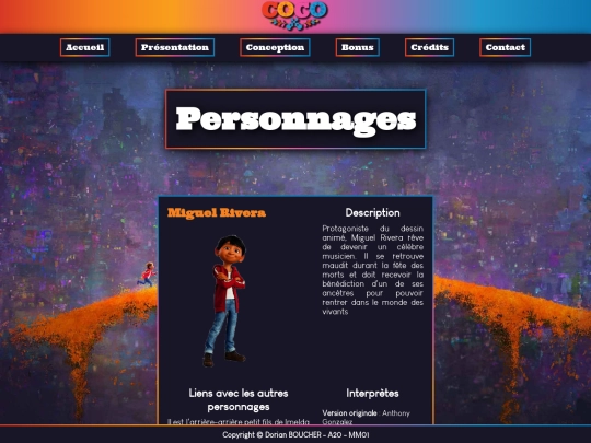 page/personnages screenshot
