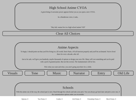 CYOAs/High School Anime CYOA screenshot