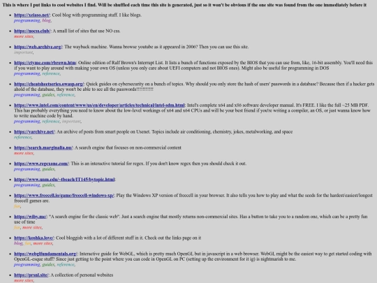 links screenshot