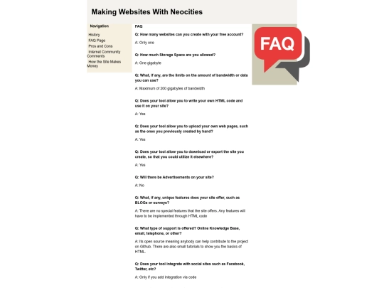 faq screenshot