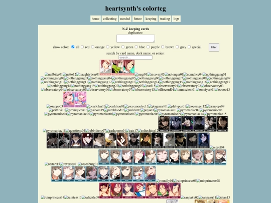 colorstcg/keepingcardsN-Z screenshot