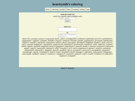 colorstcg/tradingcardstext screenshot