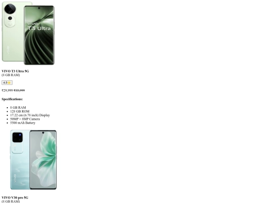 Mobile shop web page/vivo screenshot
