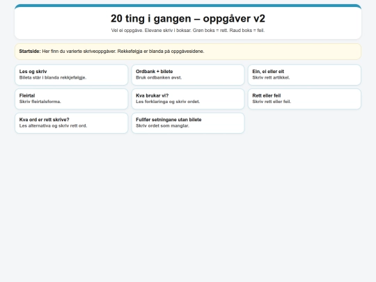 20_ting_i_gangen_oppgaver_index screenshot