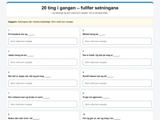 20_ting_i_gangen_setningar screenshot