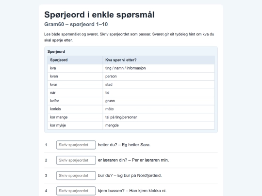 Gram60-setn.spørjeord1-10 screenshot