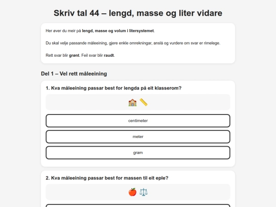Skriv_tal44_lengd_masse_og_liter_vidare screenshot