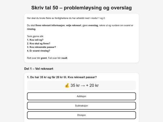 Skriv_tal50_problemløysing_og_overslag screenshot