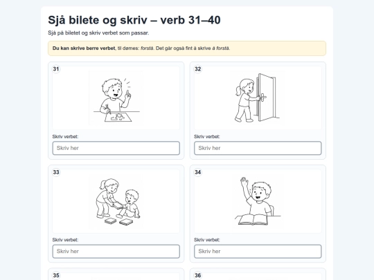 Verb_sjaa_bilete_skriv31-40 screenshot